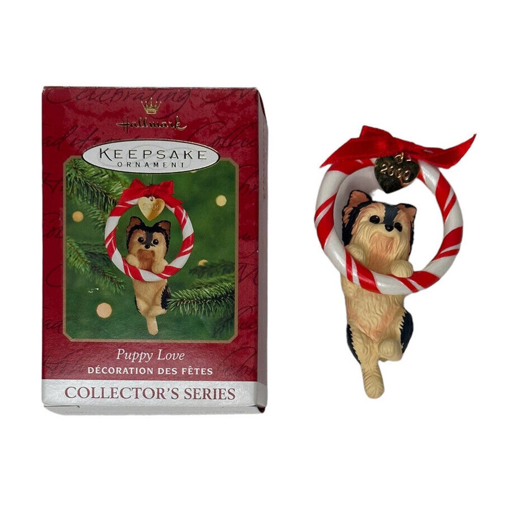 Hallmark Keepsake Christmas Ornament #10 Puppy Love Yorkshire Terrier Yorkie Dog